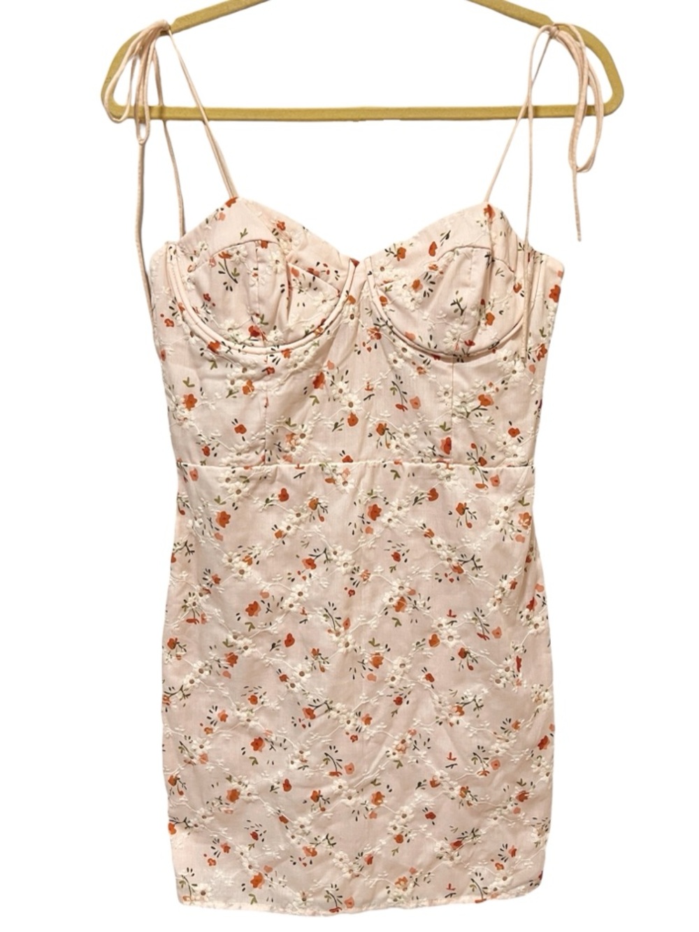 Altar’d State Embroidered Floral Bustier Mini Dress M Ivory/Orange